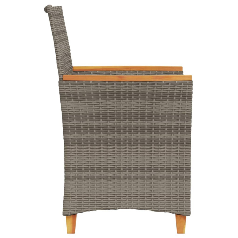 vidaXL 2 db szürke polyrattan és tömör fa kerti szék párnával