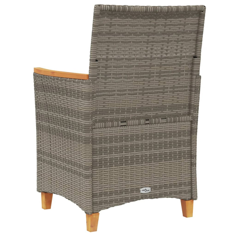 vidaXL 2 db szürke polyrattan és tömör fa kerti szék párnával