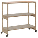 vidaXL 3 szintes bézs polyrattan és tömör akácfa zsúrkocsi