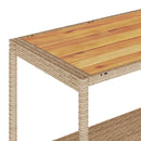 vidaXL 3 szintes bézs polyrattan és tömör akácfa zsúrkocsi