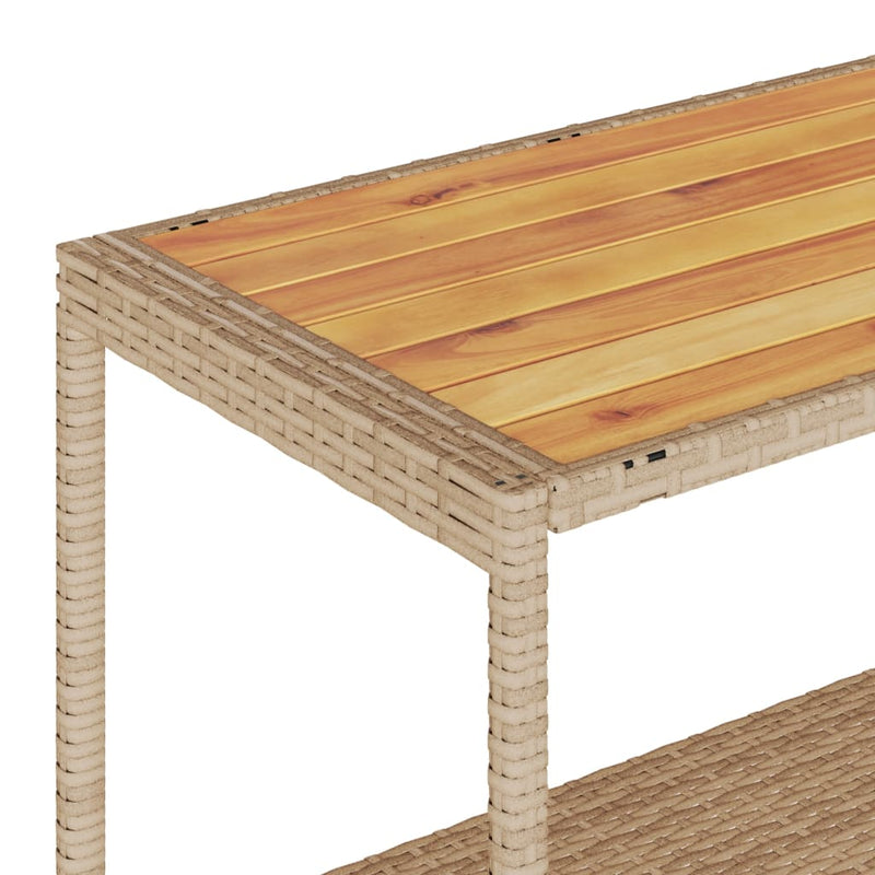 vidaXL 3 szintes bézs polyrattan és tömör akácfa zsúrkocsi