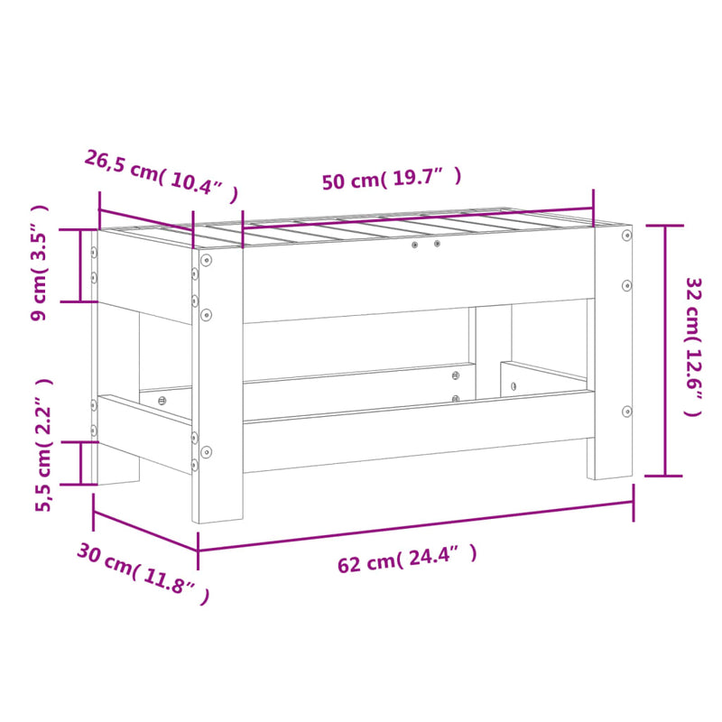 vidaXL impregnált fenyőfa kerti lábtartó 62 x 30 x 32 cm