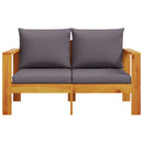 vidaXL 2 személyes tömör akácfa kerti kanapé párnával