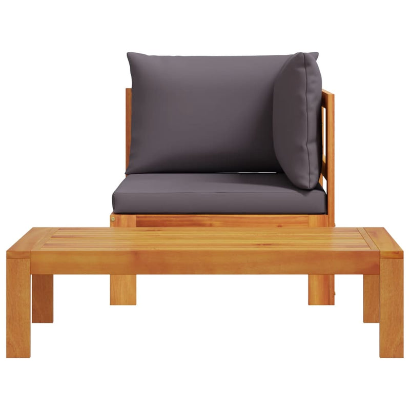 vidaXL 2 részes tömör akácfa kerti kanapégarnitúra párnákkal