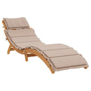 vidaXL | Napozóágy | párnával 1-személy taupe 55 x 184 x 64cm Tömör Akácfa