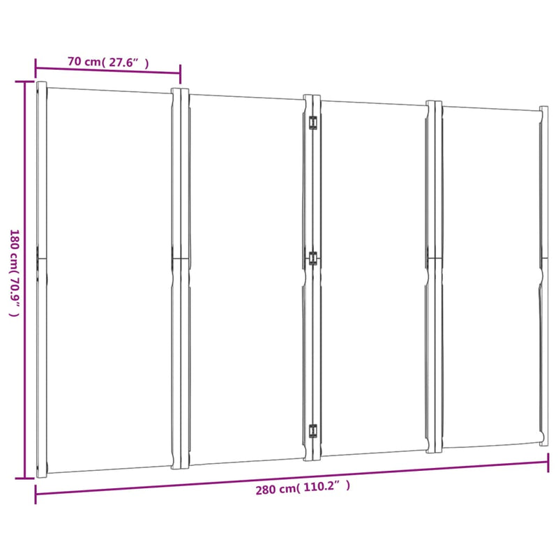 vidaXL sötétkék 4 paneles térelválasztó 280 x 180 cm