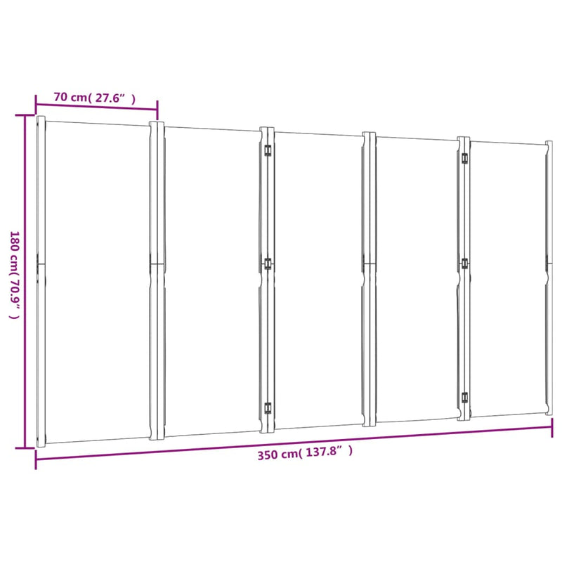 vidaXL sötétkék 5 paneles térelválasztó 350 x 180 cm