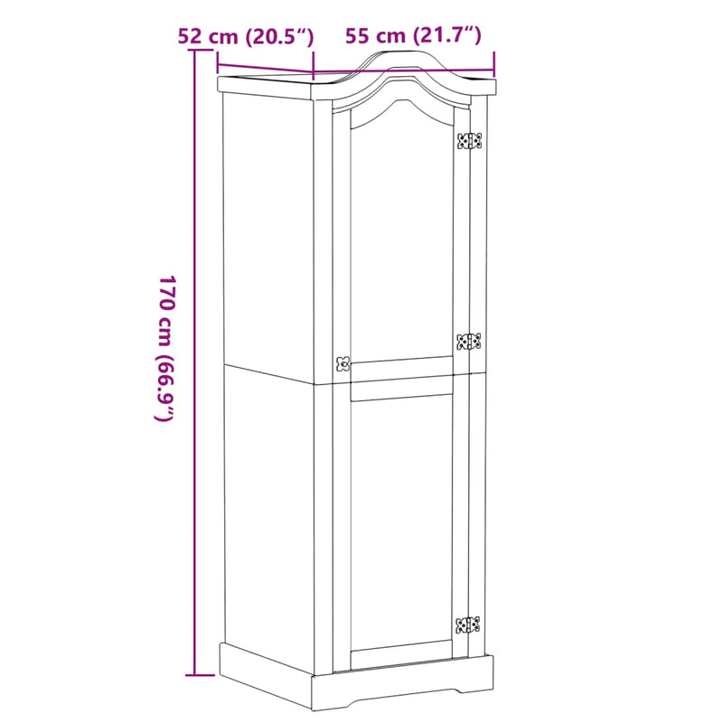 vidaXL Corona tömör fenyőfa ruhásszekrény 55 x 52 x 170 cm