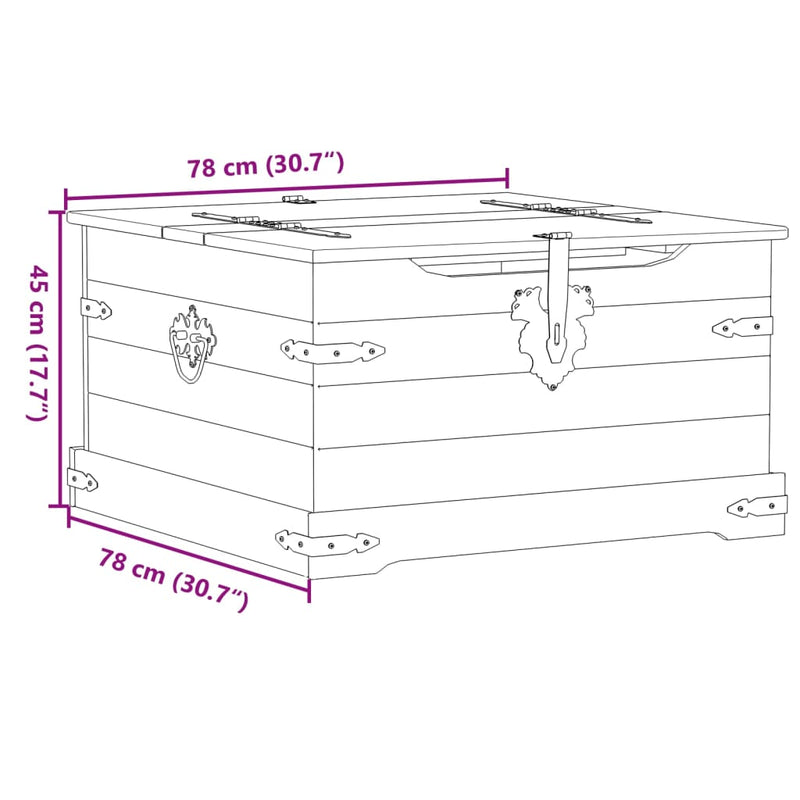 vidaXL Corona tömör fenyőfa tárolóláda 78 x 78 x 45 cm