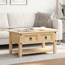 vidaXL Corona tömör fenyőfa dohányzóasztal fiókokkal 85 x 50 x 45 cm
