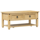 vidaXL Corona tömör fenyőfa dohányzóasztal fiókokkal 100x48x45 cm