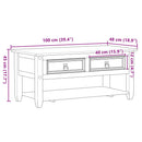 vidaXL Corona tömör fenyőfa dohányzóasztal fiókokkal 100x48x45 cm