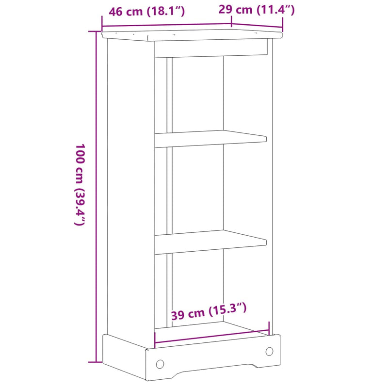 vidaXL Corona tömör fenyőfa könyvszekrény 46 x 29 x 100 cm
