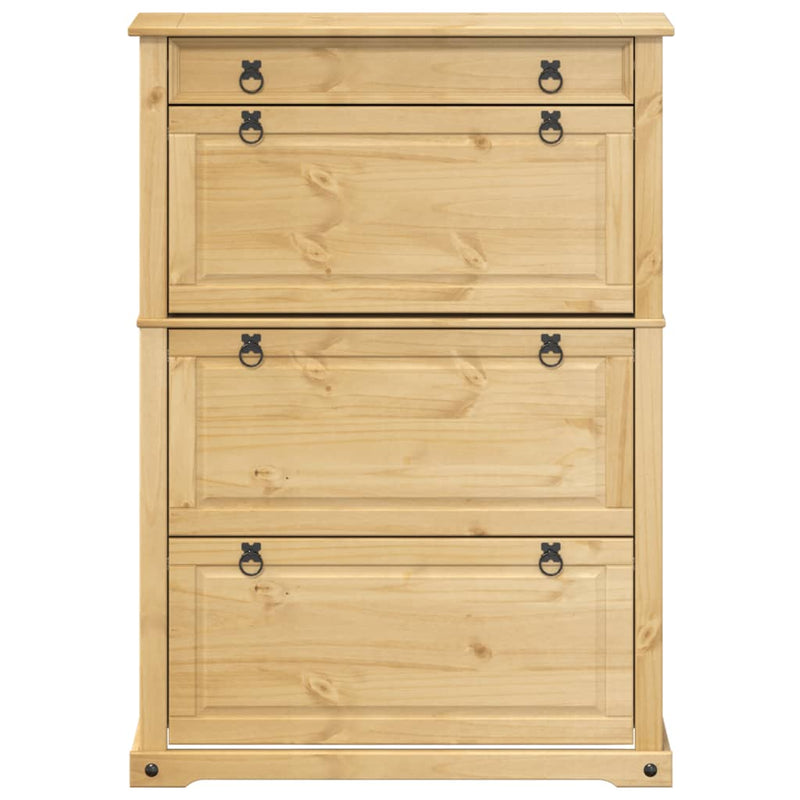 vidaXL Corona tömör fenyőfa cipőszekrény 99x32x138 cm