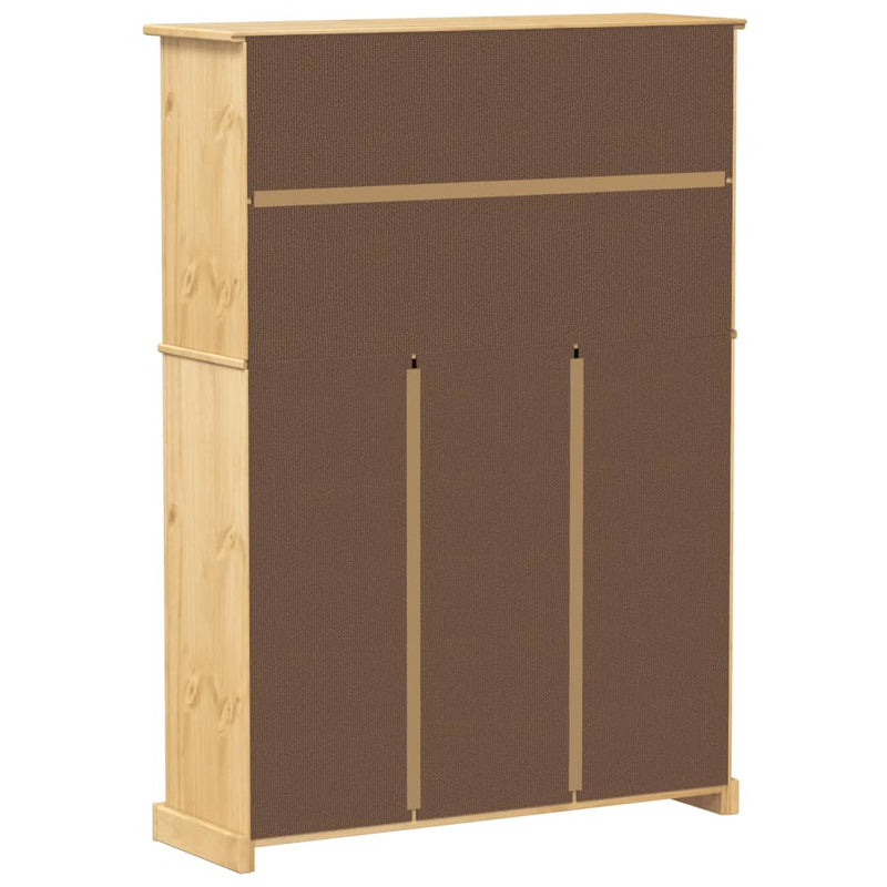 vidaXL Corona tömör fenyőfa cipőszekrény 99x32x138 cm