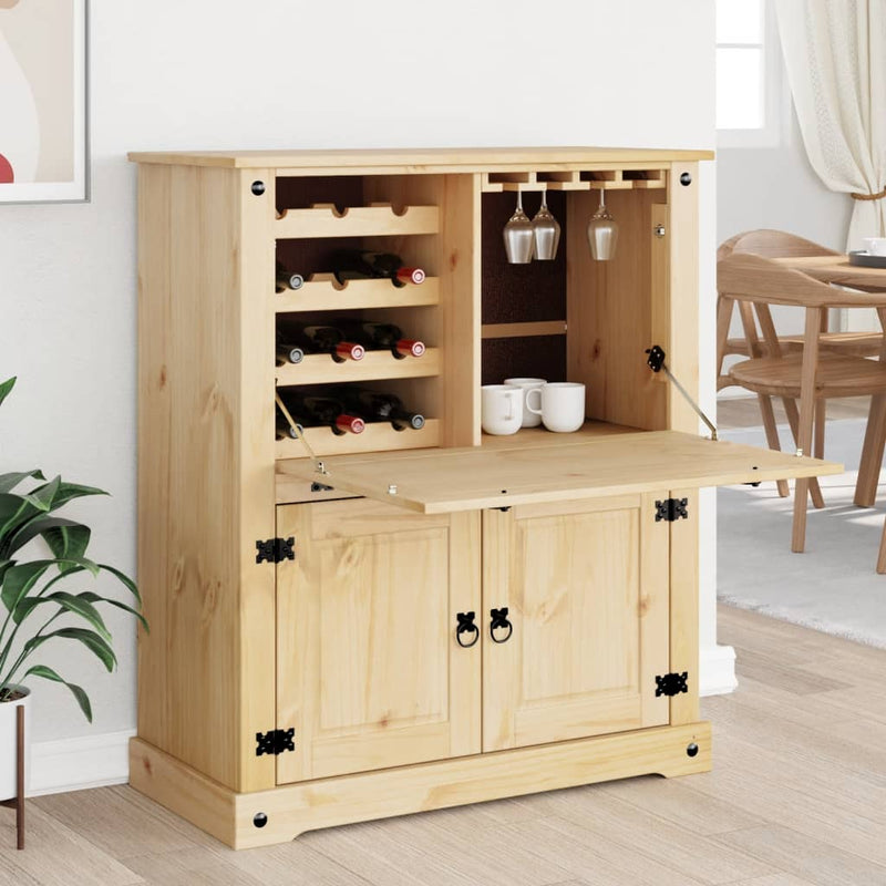 vidaXL Corona tömör fenyőfa bortároló szekrény 97 x 45 x 114 cm