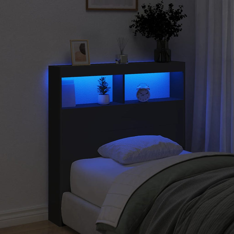 vidaXL fekete áthidalószekrény LED-világítással 100 x 17 x 102 cm