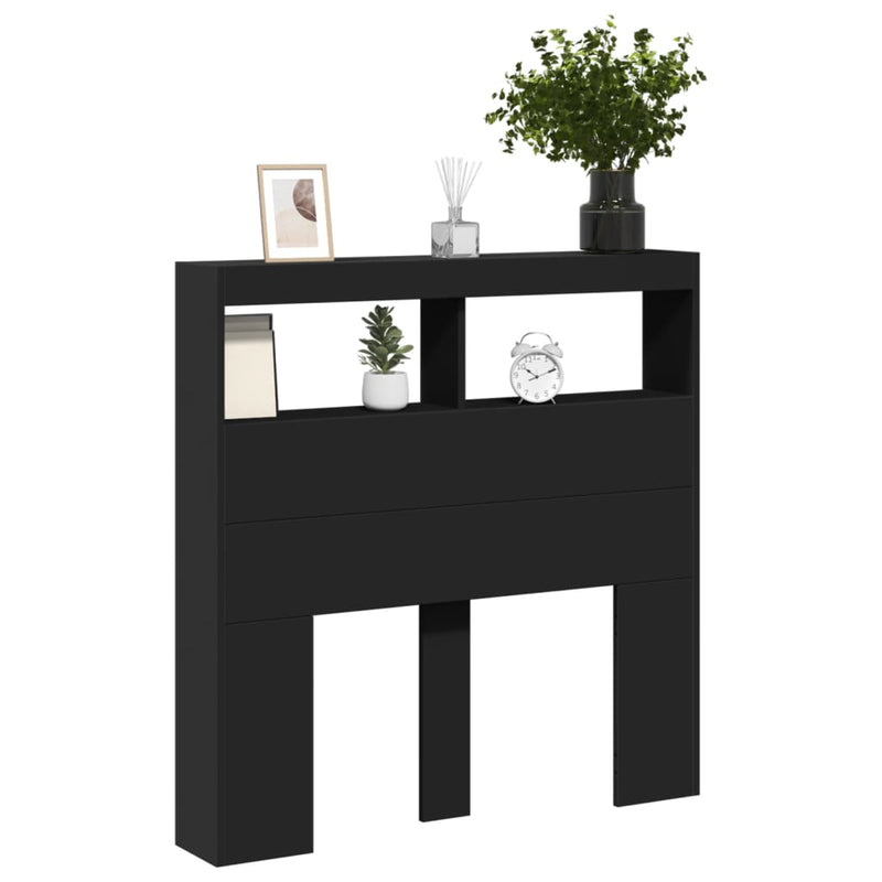 vidaXL fekete áthidalószekrény LED-világítással 100 x 17 x 102 cm