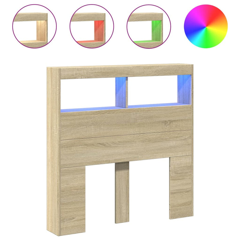 vidaXL sonoma tölgy színű áthidalószekrény LED-ekkel 100 x 17 x 102 cm