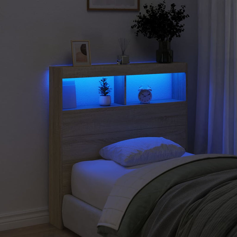 vidaXL sonoma tölgy színű áthidalószekrény LED-ekkel 100 x 17 x 102 cm