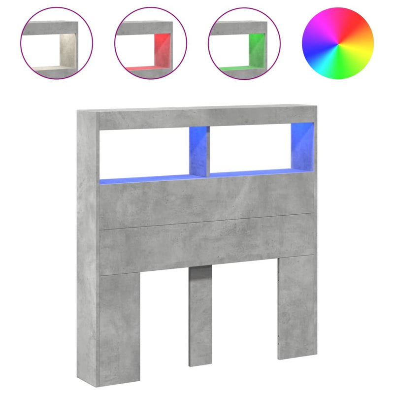 vidaXL betonszürke áthidalószekrény LED-világítással 100 x 17 x 102 cm