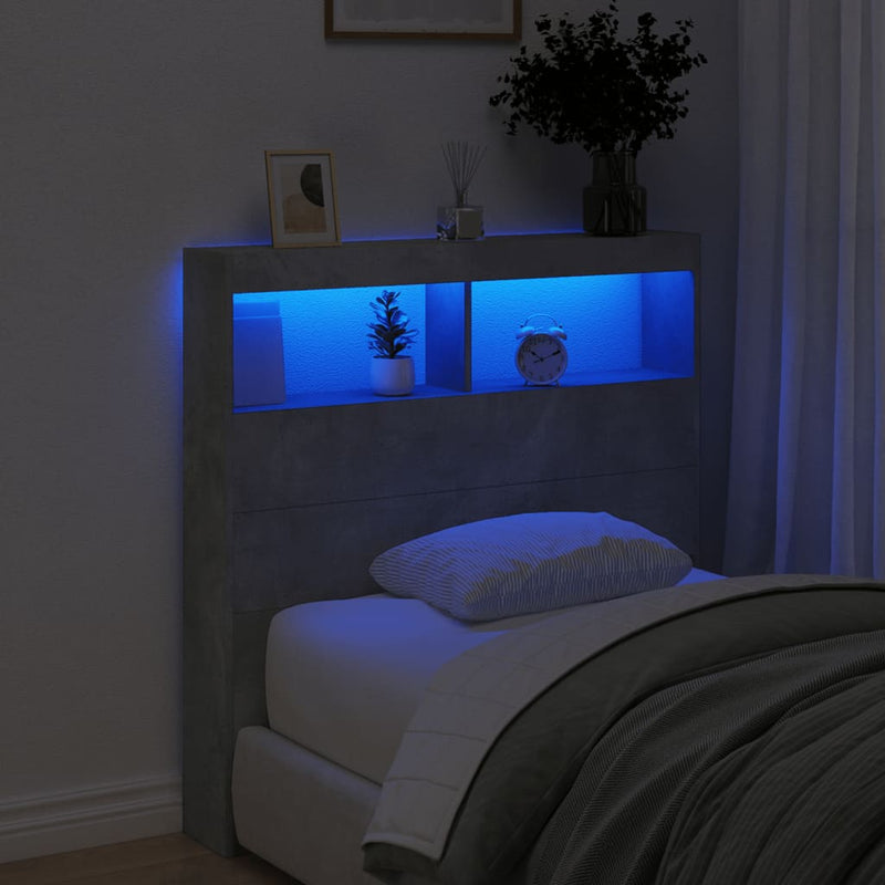 vidaXL betonszürke áthidalószekrény LED-világítással 100 x 17 x 102 cm