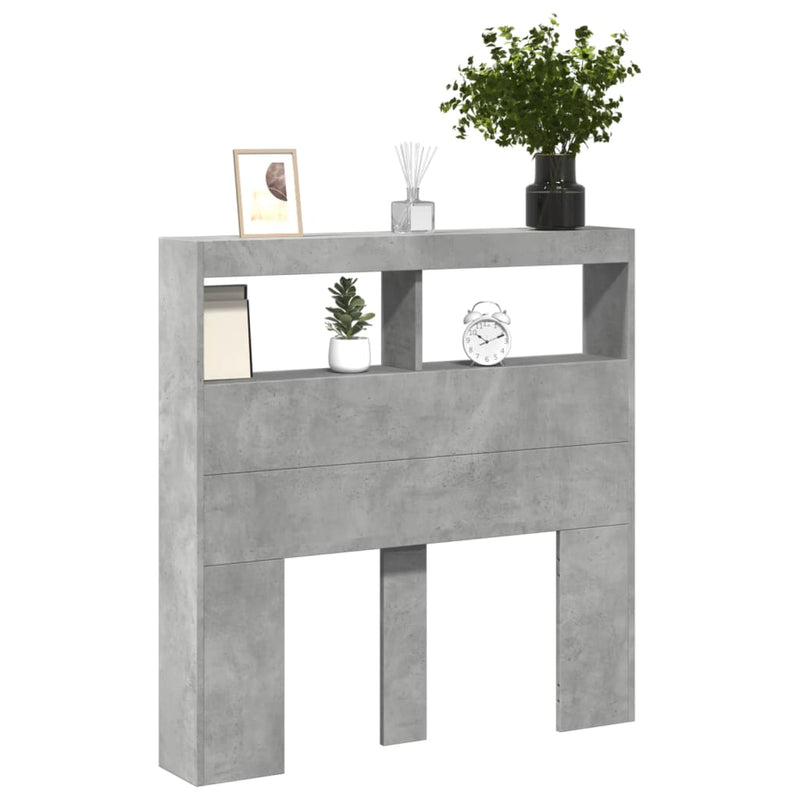 vidaXL betonszürke áthidalószekrény LED-világítással 100 x 17 x 102 cm