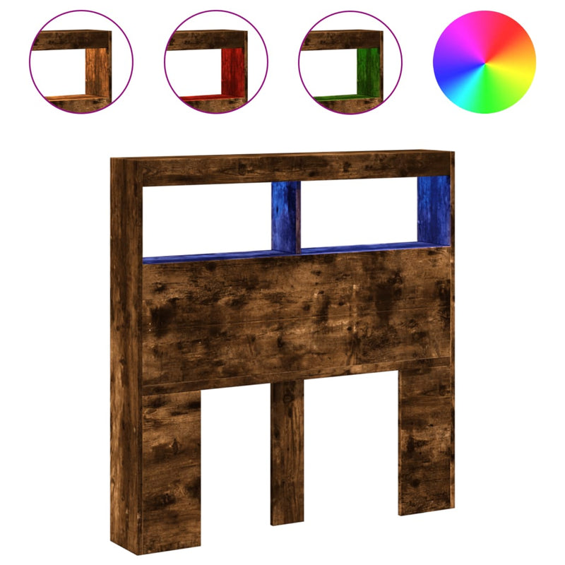 vidaXL füstös tölgy színű áthidalószekrény LED-ekkel 100 x 17 x 102 cm