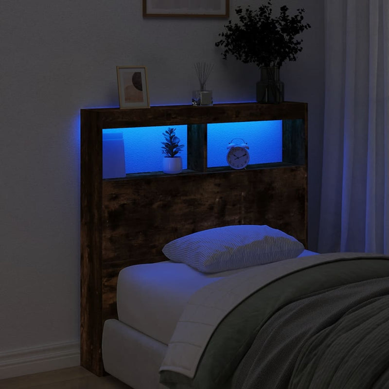 vidaXL füstös tölgy színű áthidalószekrény LED-ekkel 100 x 17 x 102 cm