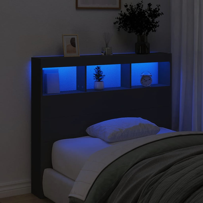 vidaXL fekete áthidalószekrény LED-világítással 120 x 17 x 102 cm