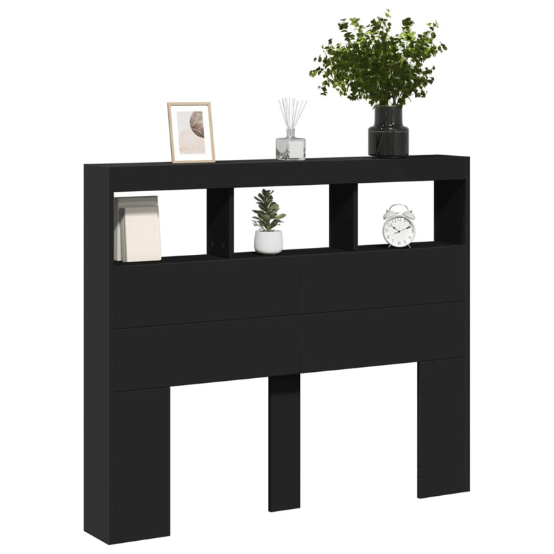 vidaXL fekete áthidalószekrény LED-világítással 120 x 17 x 102 cm