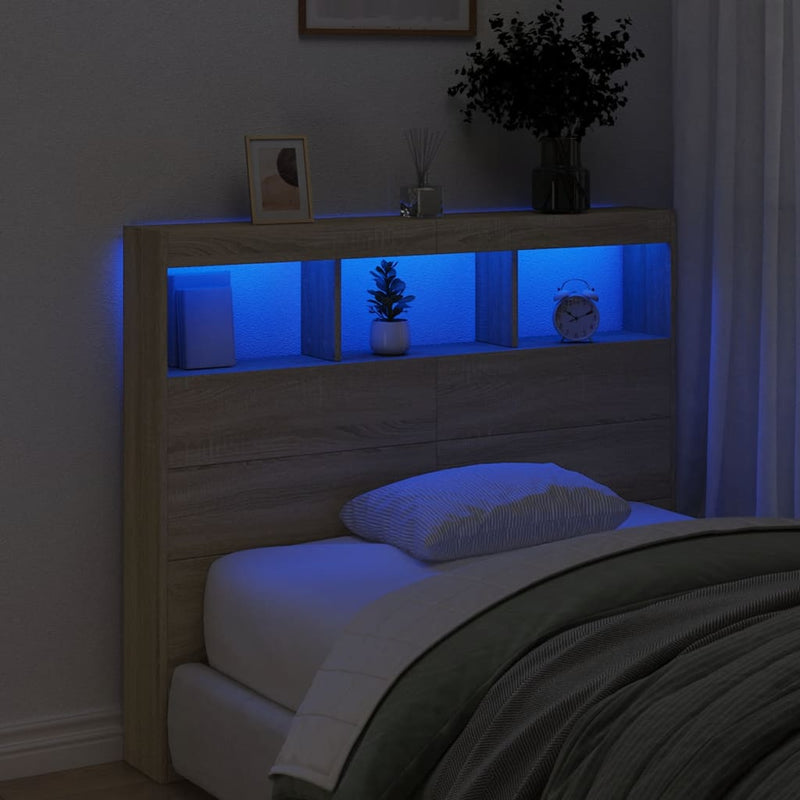 vidaXL sonoma tölgy színű áthidalószekrény LED-ekkel 120 x 17 x 102 cm