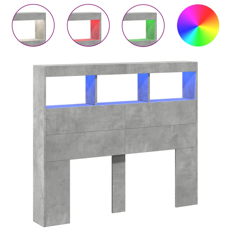vidaXL betonszürke áthidalószekrény LED-világítással 120x17x102 cm