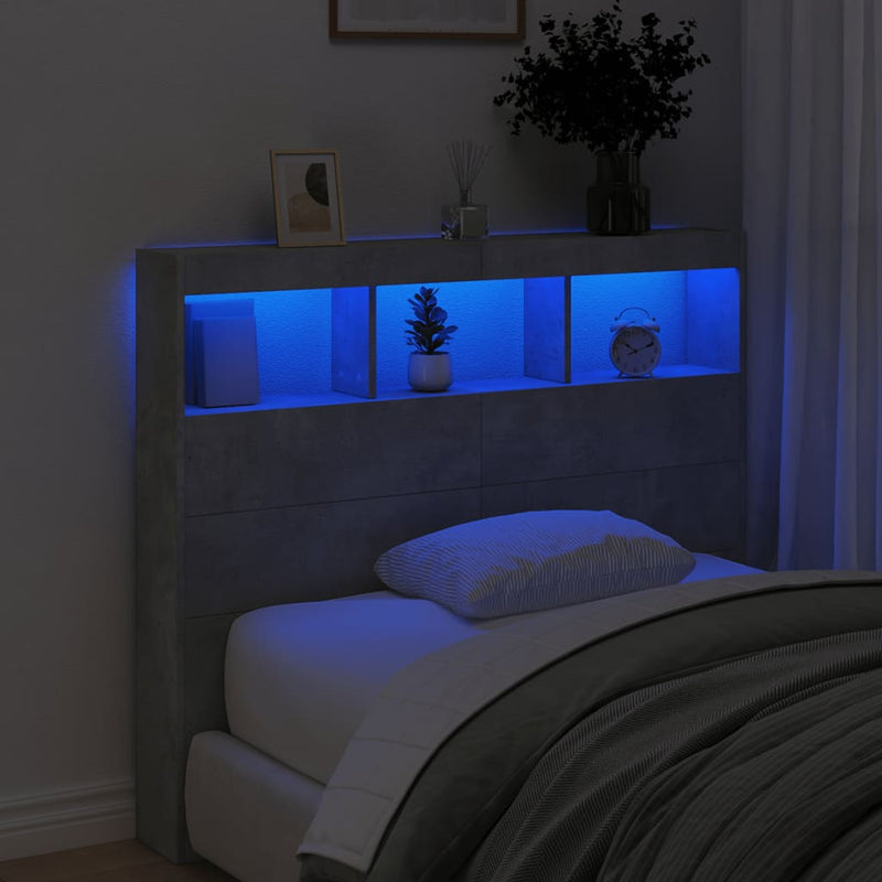 vidaXL betonszürke áthidalószekrény LED-világítással 120x17x102 cm