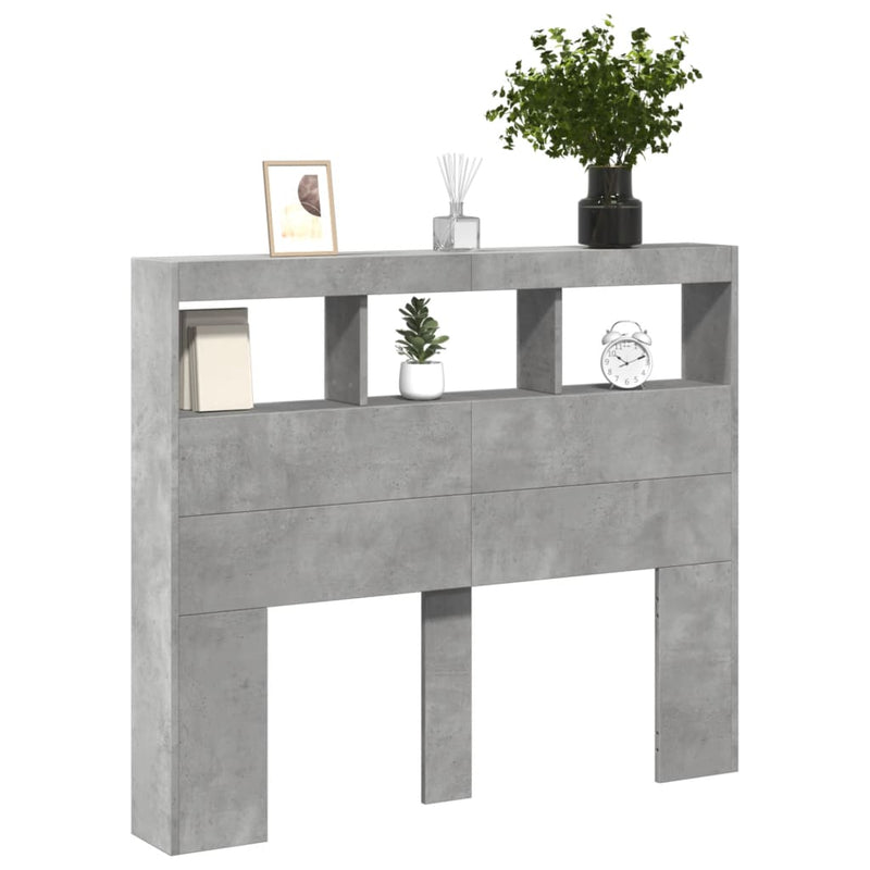 vidaXL betonszürke áthidalószekrény LED-világítással 120x17x102 cm