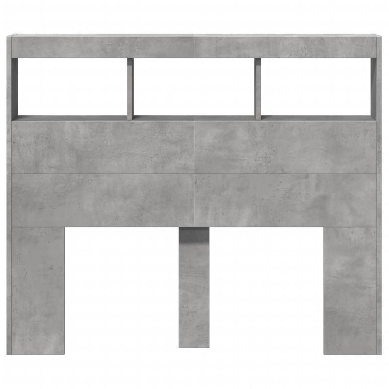 vidaXL betonszürke áthidalószekrény LED-világítással 120x17x102 cm