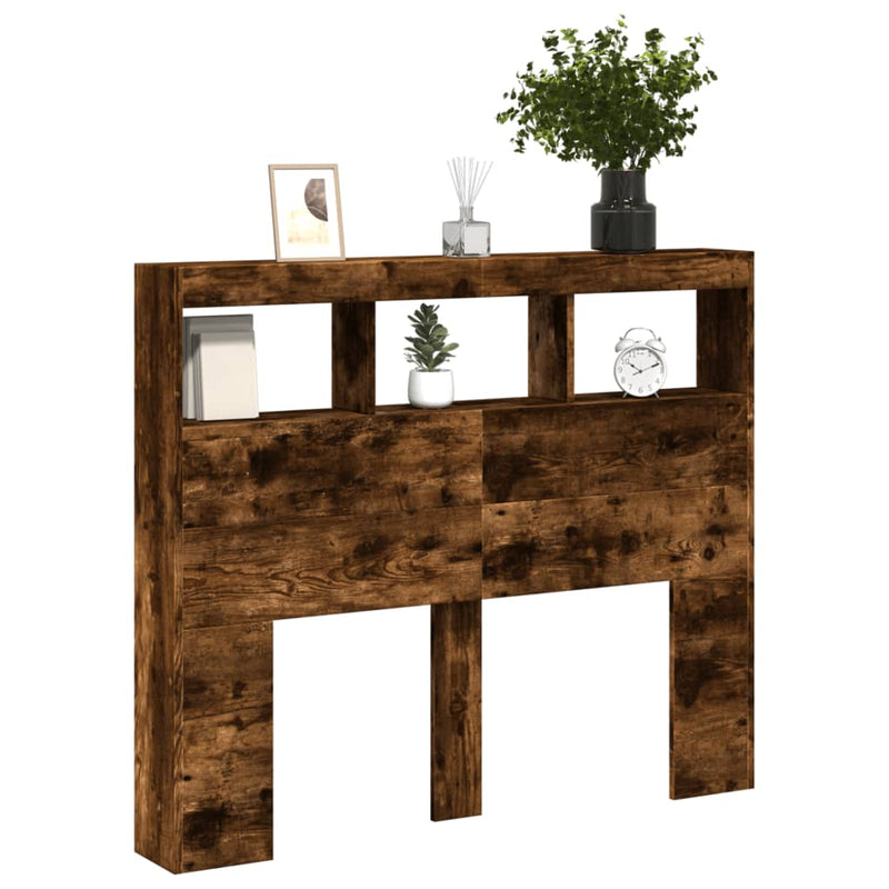 vidaXL füstös tölgy színű áthidalószekrény LED-ekkel 120x17x102 cm