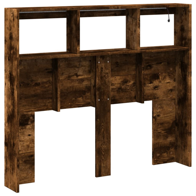 vidaXL füstös tölgy színű áthidalószekrény LED-ekkel 120x17x102 cm