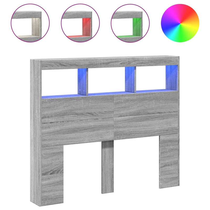 vidaXL szürke sonoma színű áthidalószekrény LED-ekkel 120 x 17 x 102cm