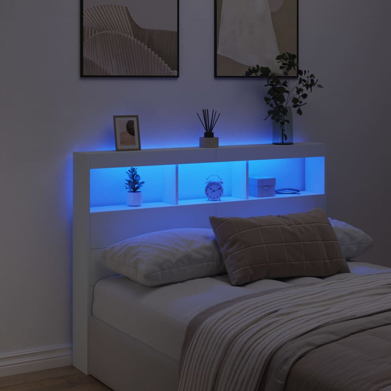 vidaXL fehér áthidalószekrény LED-világítással 140 x 17 x 102 cm