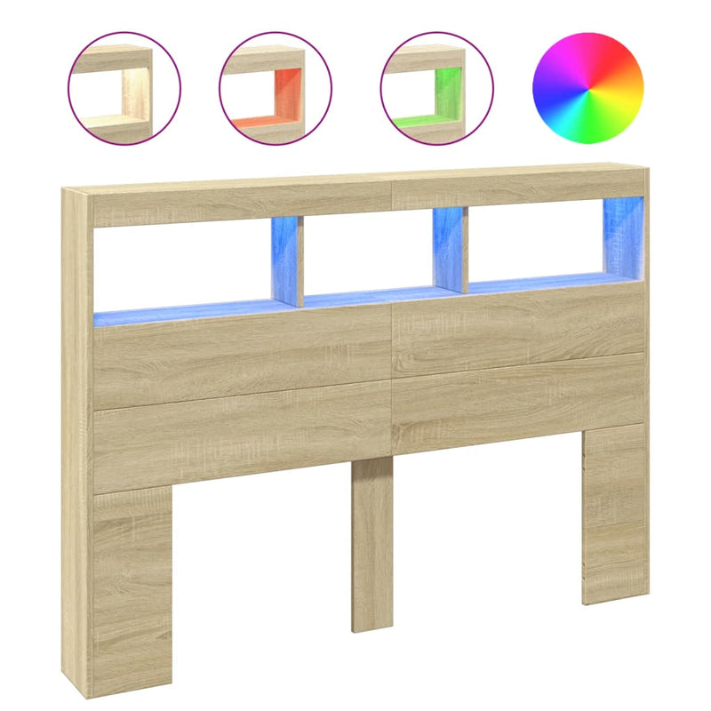 vidaXL sonoma tölgy színű áthidalószekrény LED-ekkel 140 x 17 x 102 cm