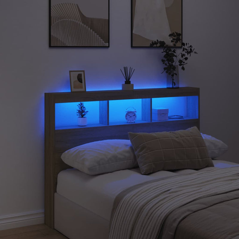 vidaXL sonoma tölgy színű áthidalószekrény LED-ekkel 140 x 17 x 102 cm
