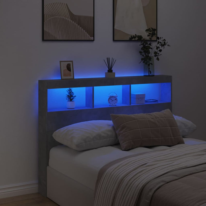 vidaXL betonszürke áthidalószekrény LED-világítással 140 x 17 x 102 cm