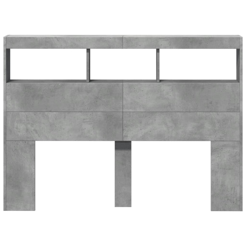 vidaXL betonszürke áthidalószekrény LED-világítással 140 x 17 x 102 cm
