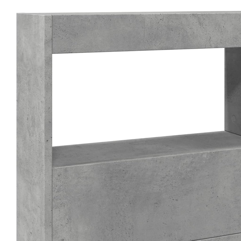 vidaXL betonszürke áthidalószekrény LED-világítással 140 x 17 x 102 cm