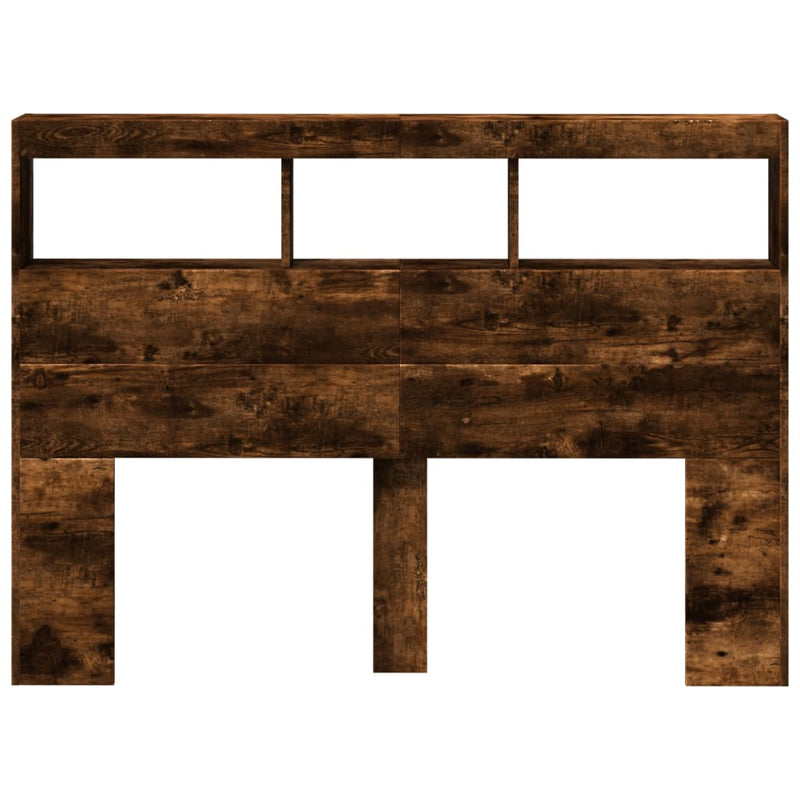 vidaXL füstös tölgy színű áthidalószekrény LED-ekkel 140x17x102 cm