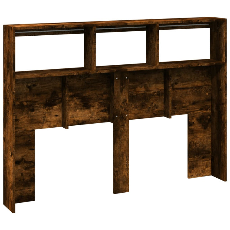 vidaXL füstös tölgy színű áthidalószekrény LED-ekkel 140x17x102 cm