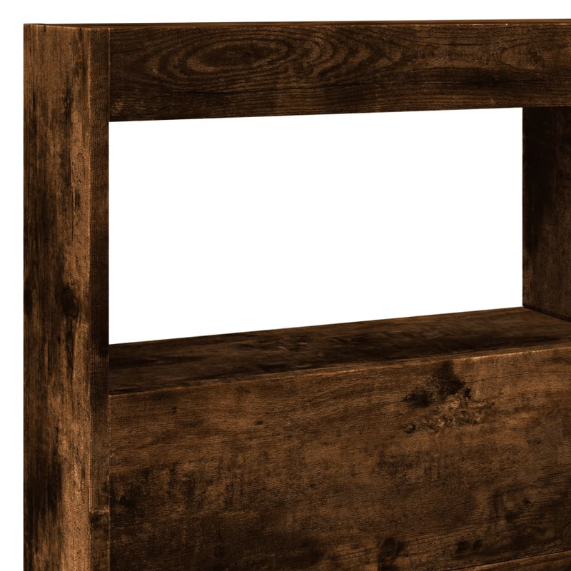 vidaXL füstös tölgy színű áthidalószekrény LED-ekkel 140x17x102 cm