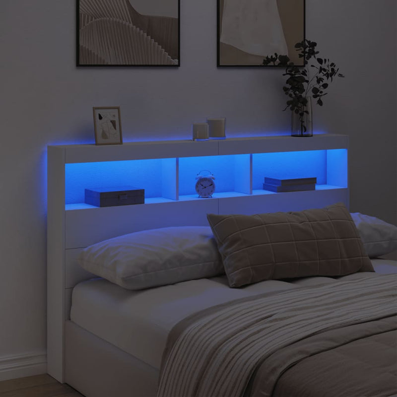 vidaXL fehér áthidalószekrény LED-világítással 160 x 17 x 102 cm