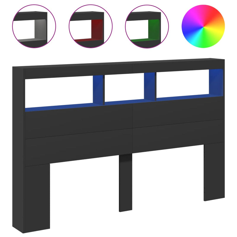 vidaXL fekete áthidalószekrény LED-világítással 160 x 17 x 102 cm